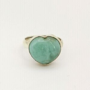 Cabochon Larimar Ring in Sterling Silver Size 6